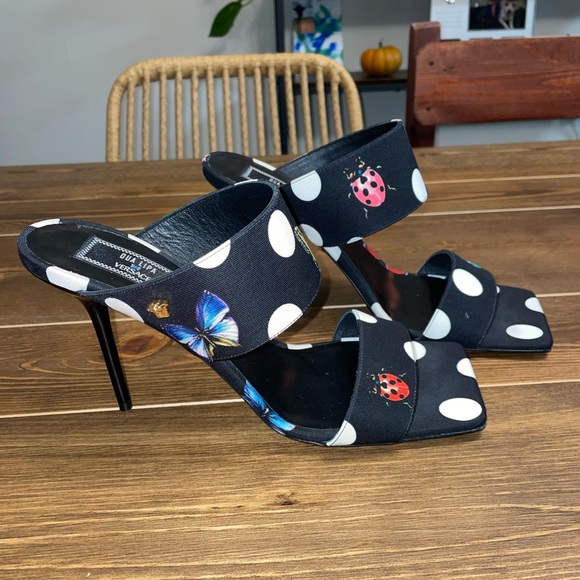 Butterflies canvas high heel mules - Picture 2 of 8